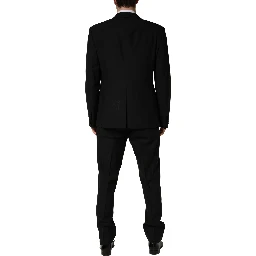 Black Wool Silk Saxophone Slim Fit 3Pc Suit