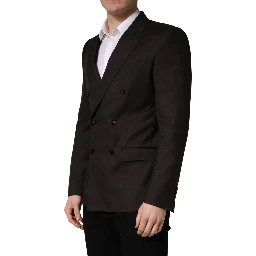 Dark Violet Wool Double Breasted Suit Jacket