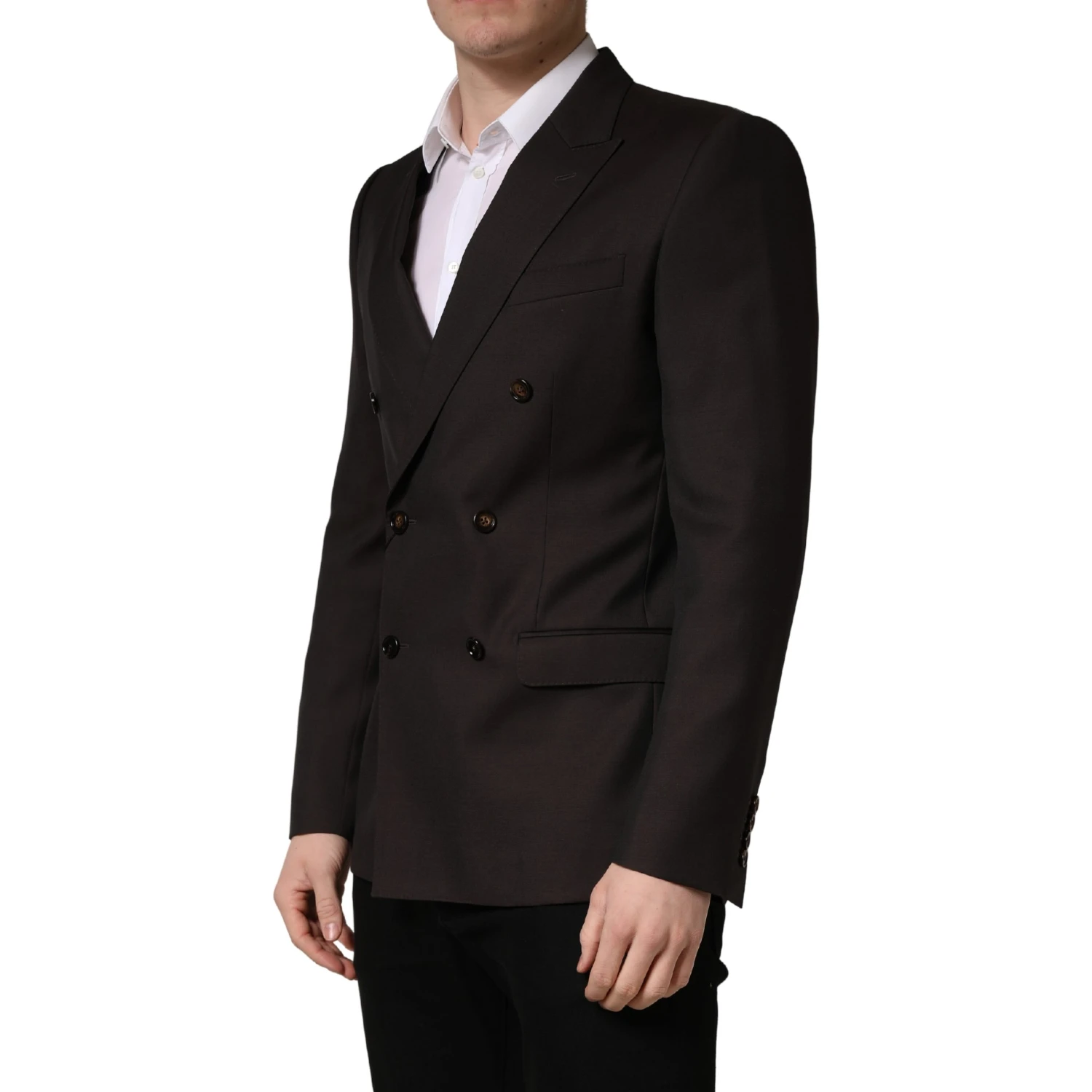 Dark Violet Wool Double Breasted Suit Jacket