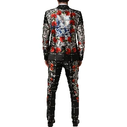 Black Floral 2 Buttons Formal 3 Piece Suit