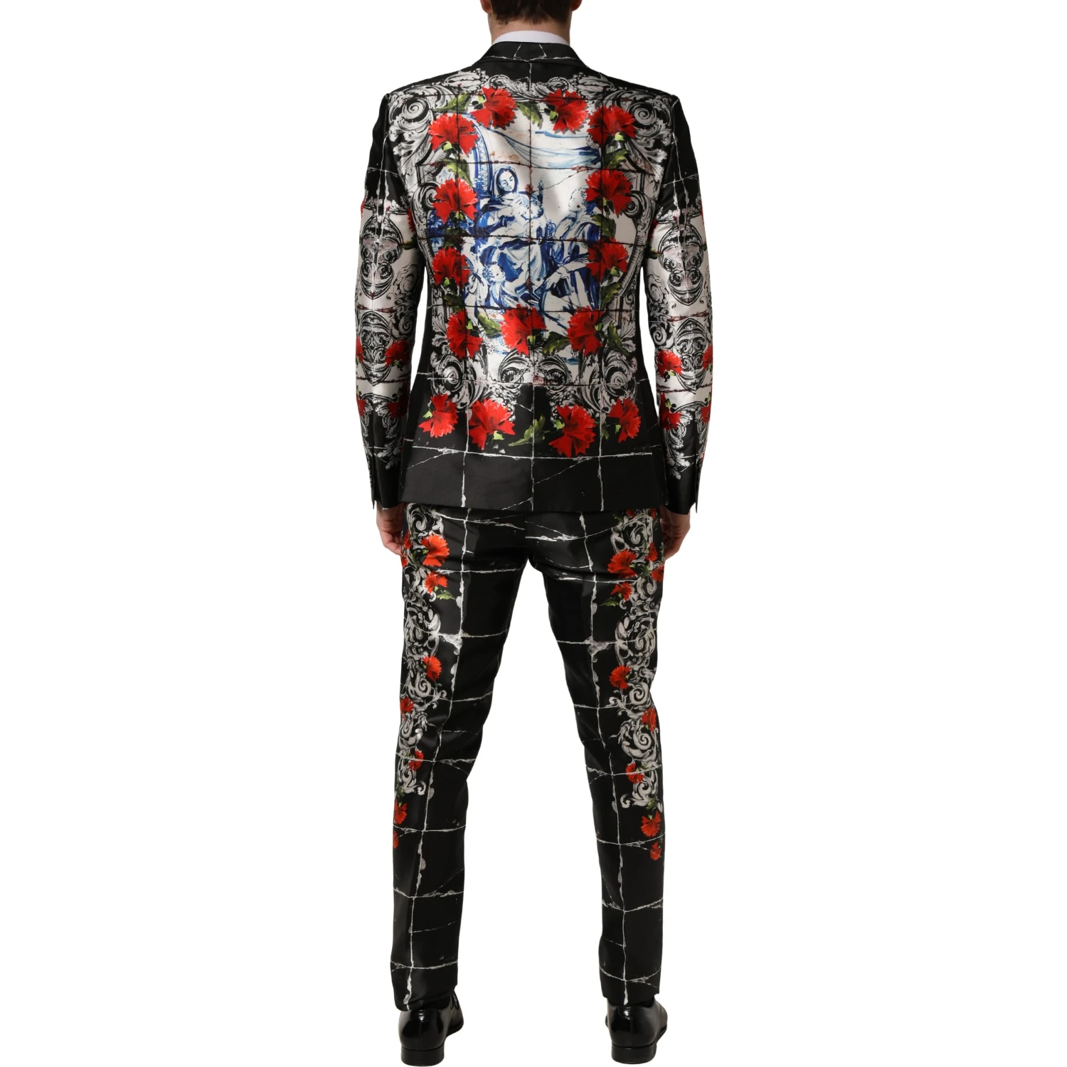 Black Floral 2 Buttons Formal 3 Piece Suit