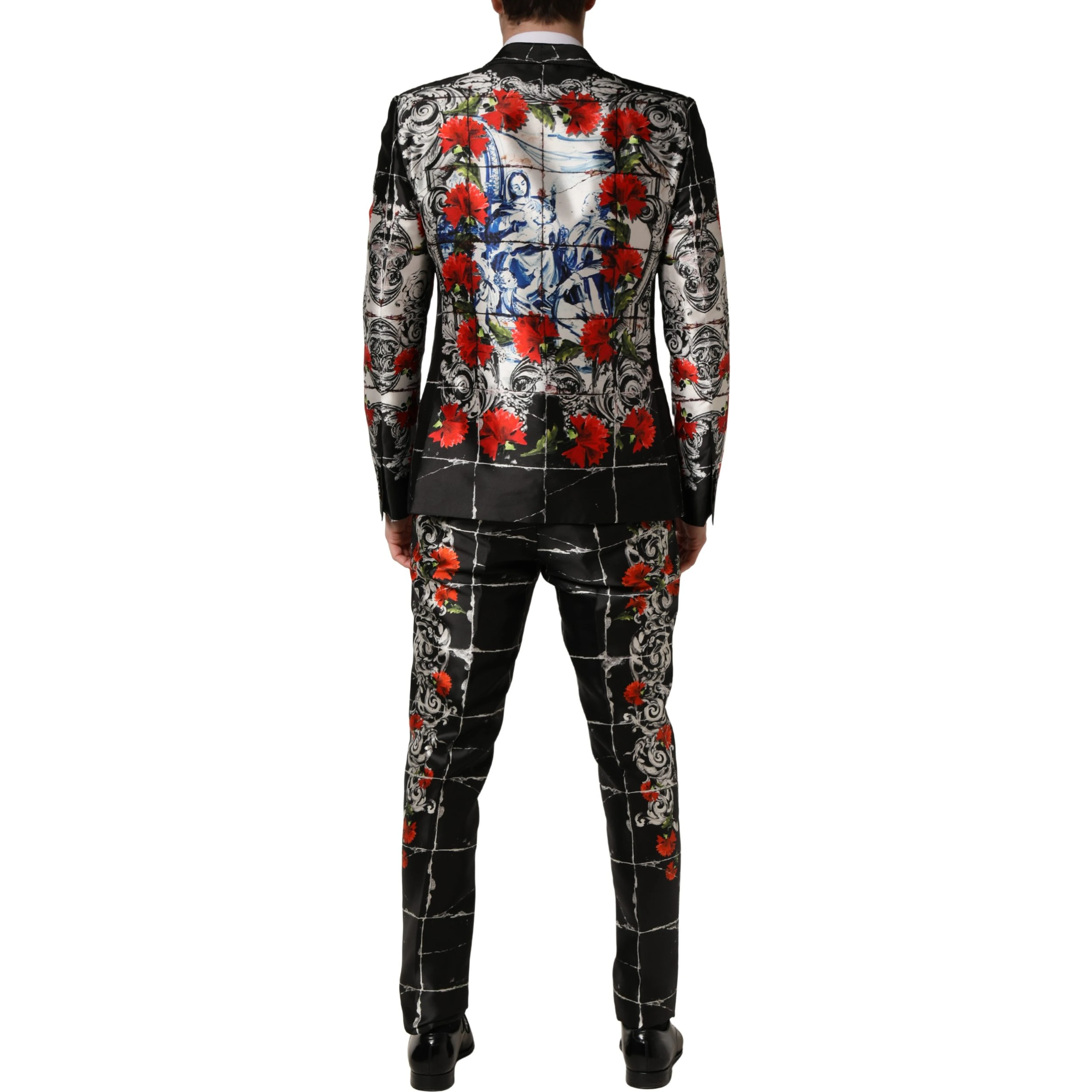 Black Floral 2 Buttons Formal 3 Piece Suit