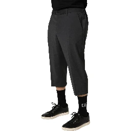 Dark Gray Wool Cropped Chino Trouser Pants