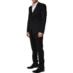 Black Wool 2 Buttons Formal 3 Piece Men Suit
