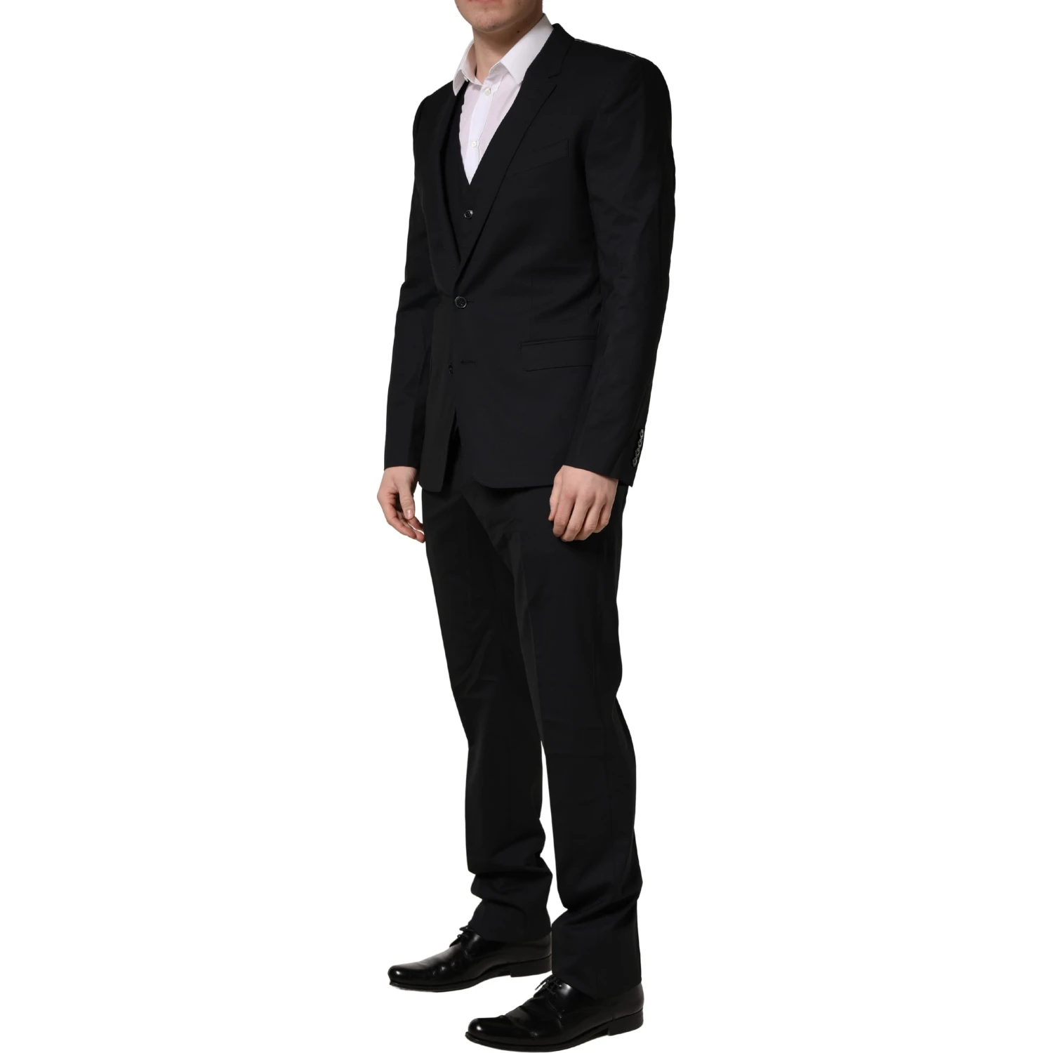 Black Wool 2 Buttons Formal 3 Piece Men Suit