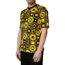 Yellow Black Logo Geometric Pattern T-shirt