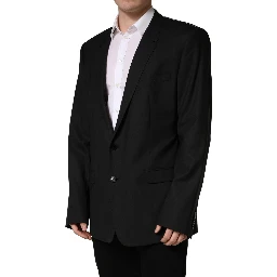 Black Single Breasted 2 Button Suit Jacket