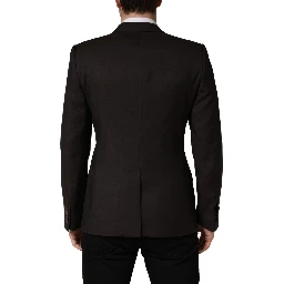 Dark Violet Wool Double Breasted Suit Jacket