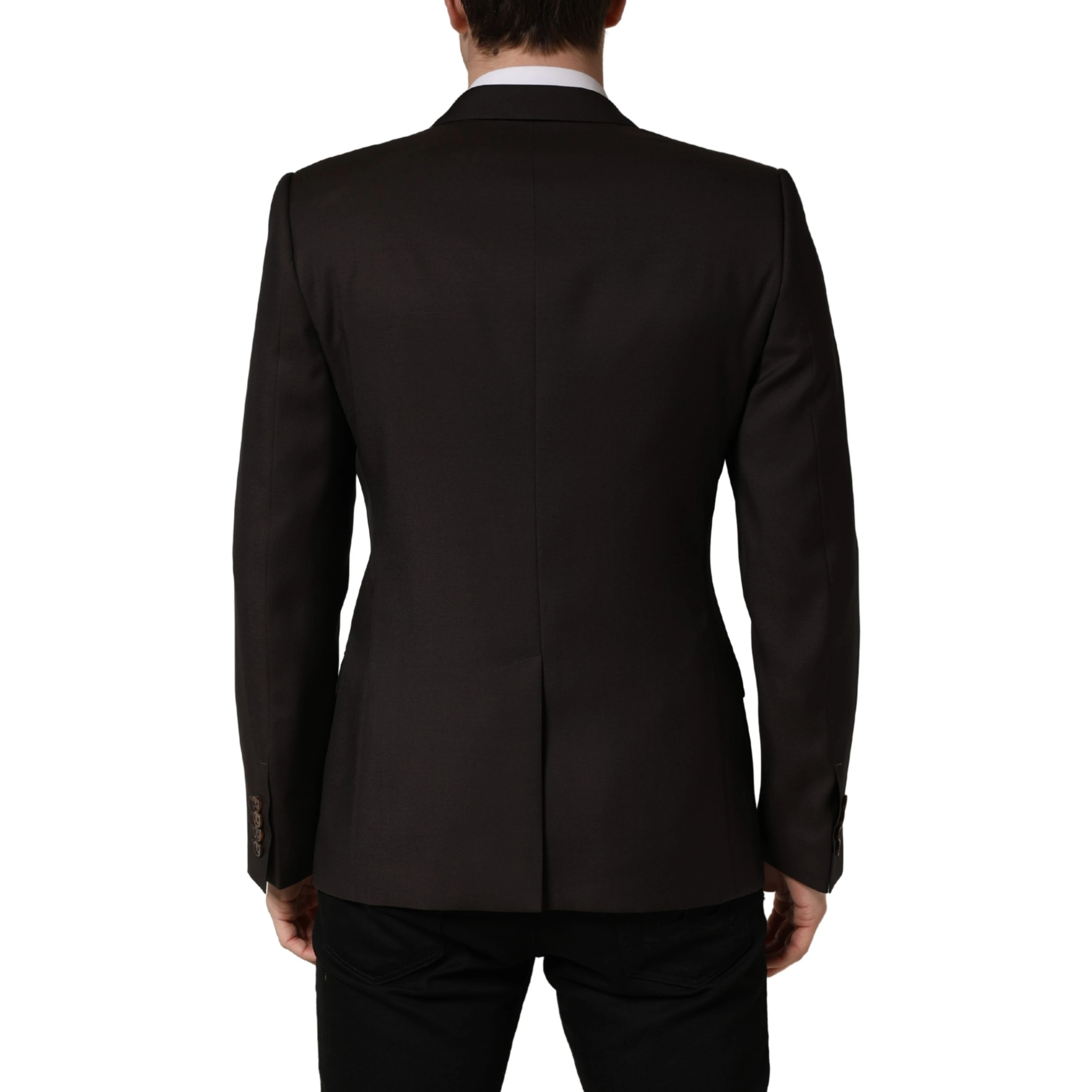 Dark Violet Wool Double Breasted Suit Jacket