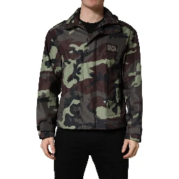 Multicolor Camouflage Hooded Bomber Jacket