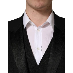 Black Wool Silk Saxophone Slim Fit 3Pc Suit