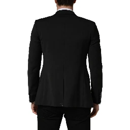 Black Polyester 2 Buttons Men Suit Jacket