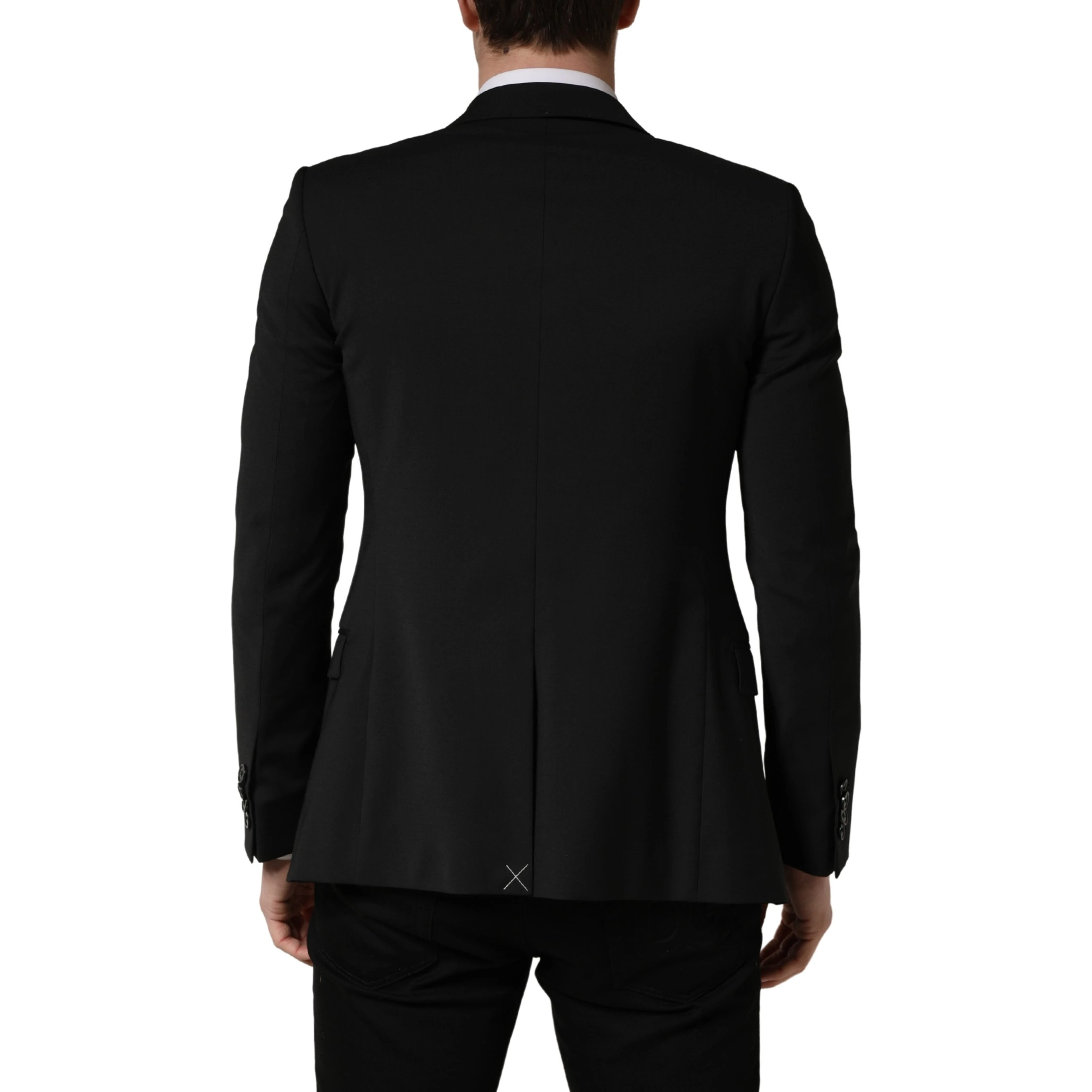 Black Polyester 2 Buttons Men Suit Jacket