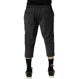 Dark Gray Wool Cropped Chino Trouser Pants