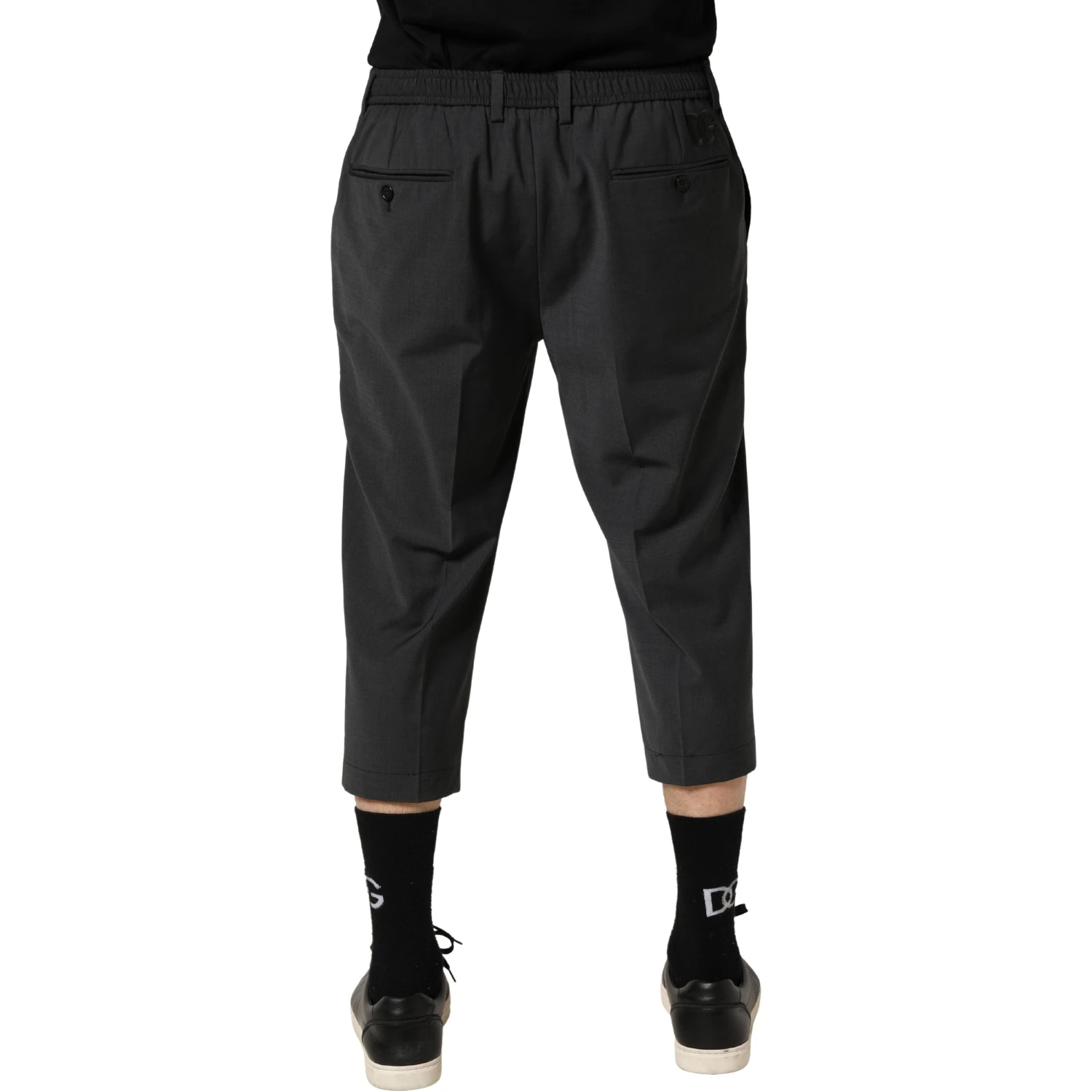 Dark Gray Wool Cropped Chino Trouser Pants
