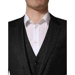 Black Wool Slim Fit Formal 3 Piece Men Suit