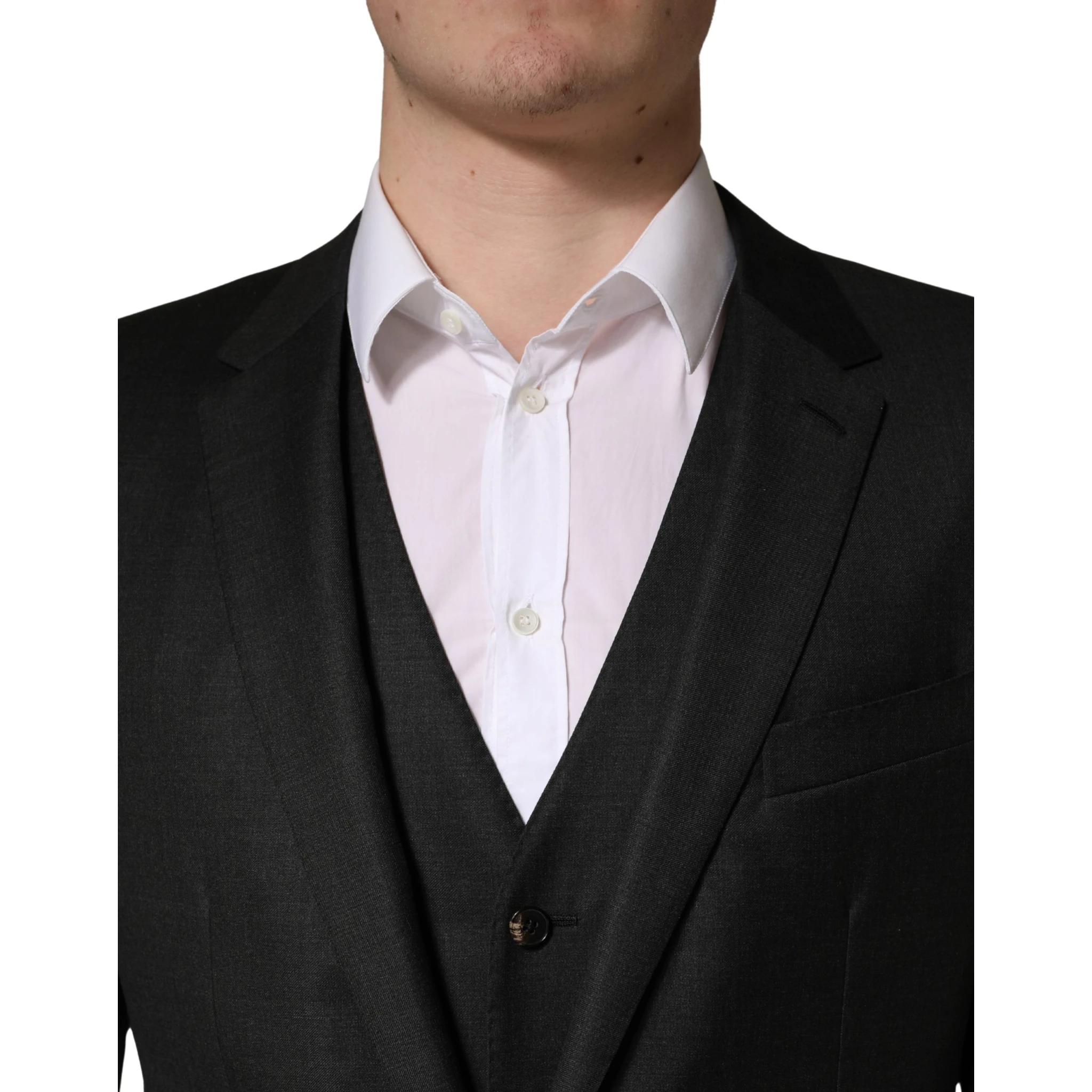 Black Wool Slim Fit Formal 3 Piece Men Suit