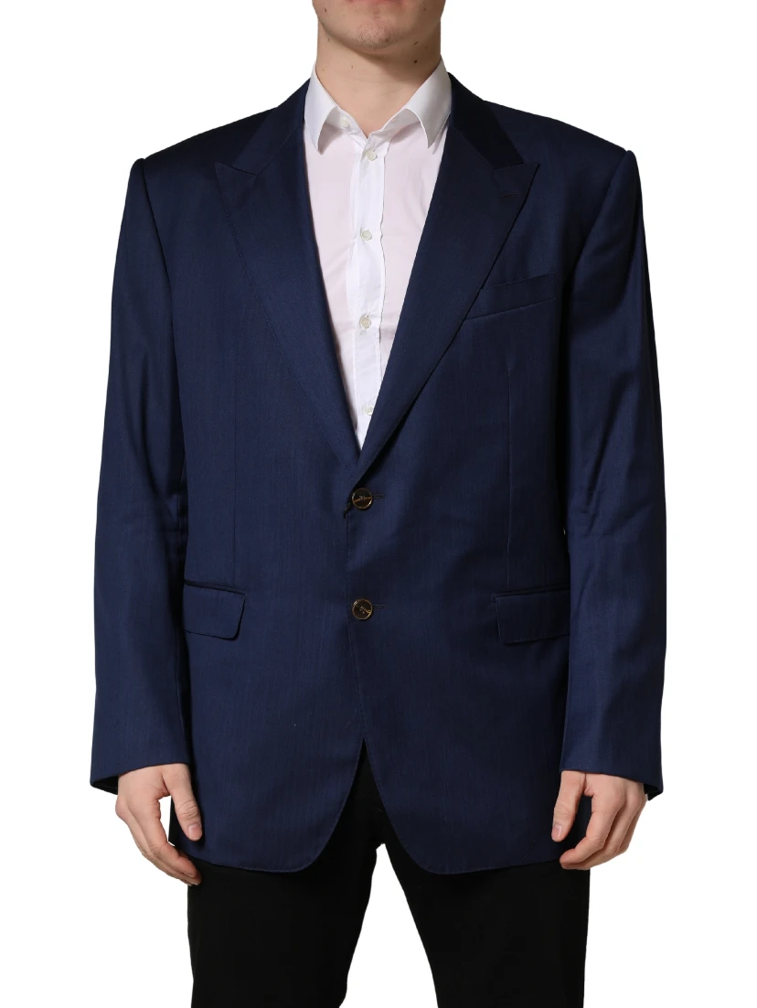 Blue Single Breasted 2 Button Suit Jacket