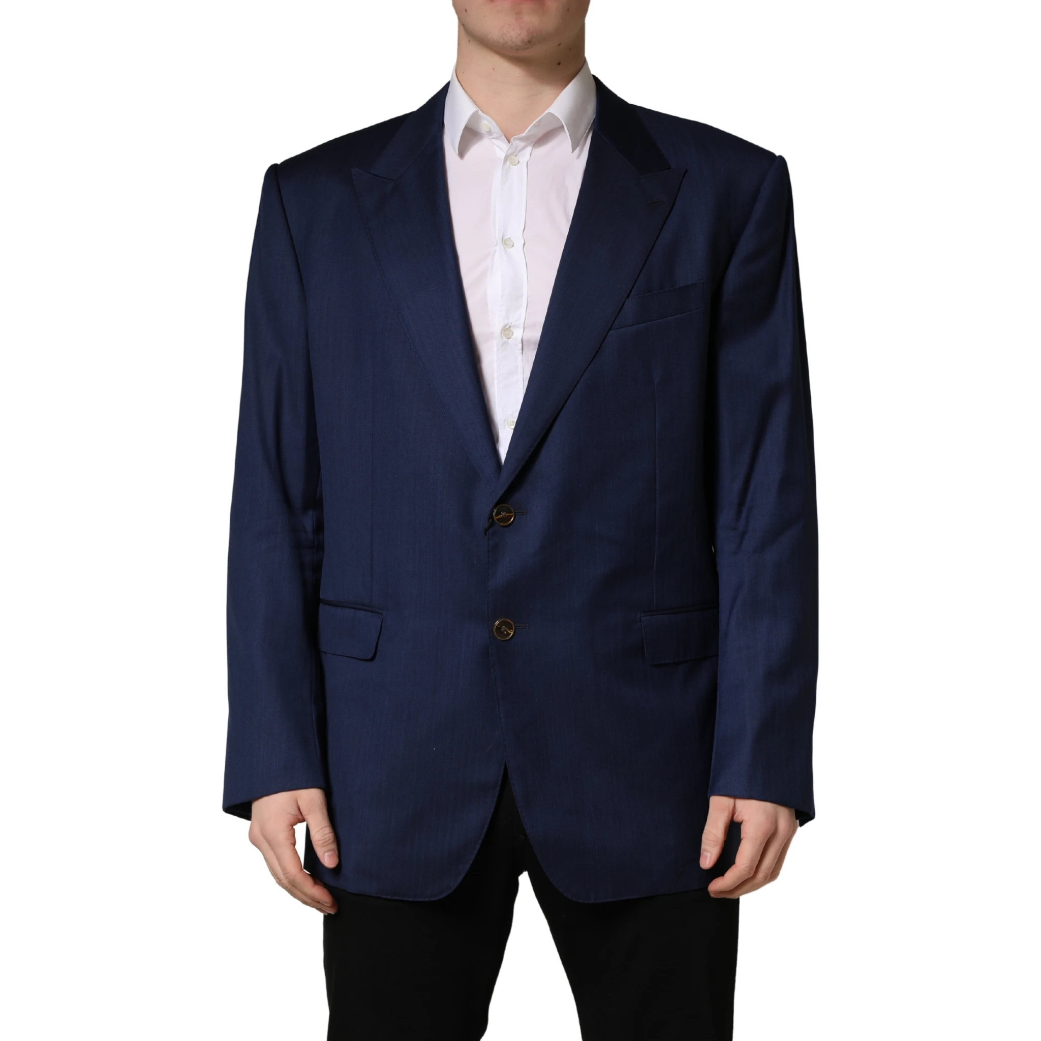 Blue Single Breasted 2 Button Suit Jacket
