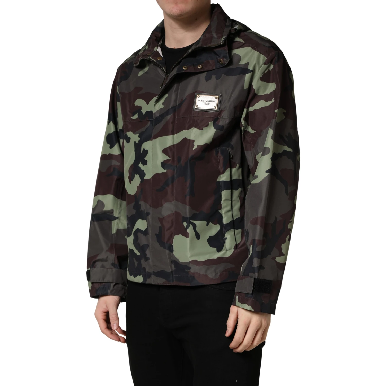 Multicolor Camouflage Hooded Bomber Jacket