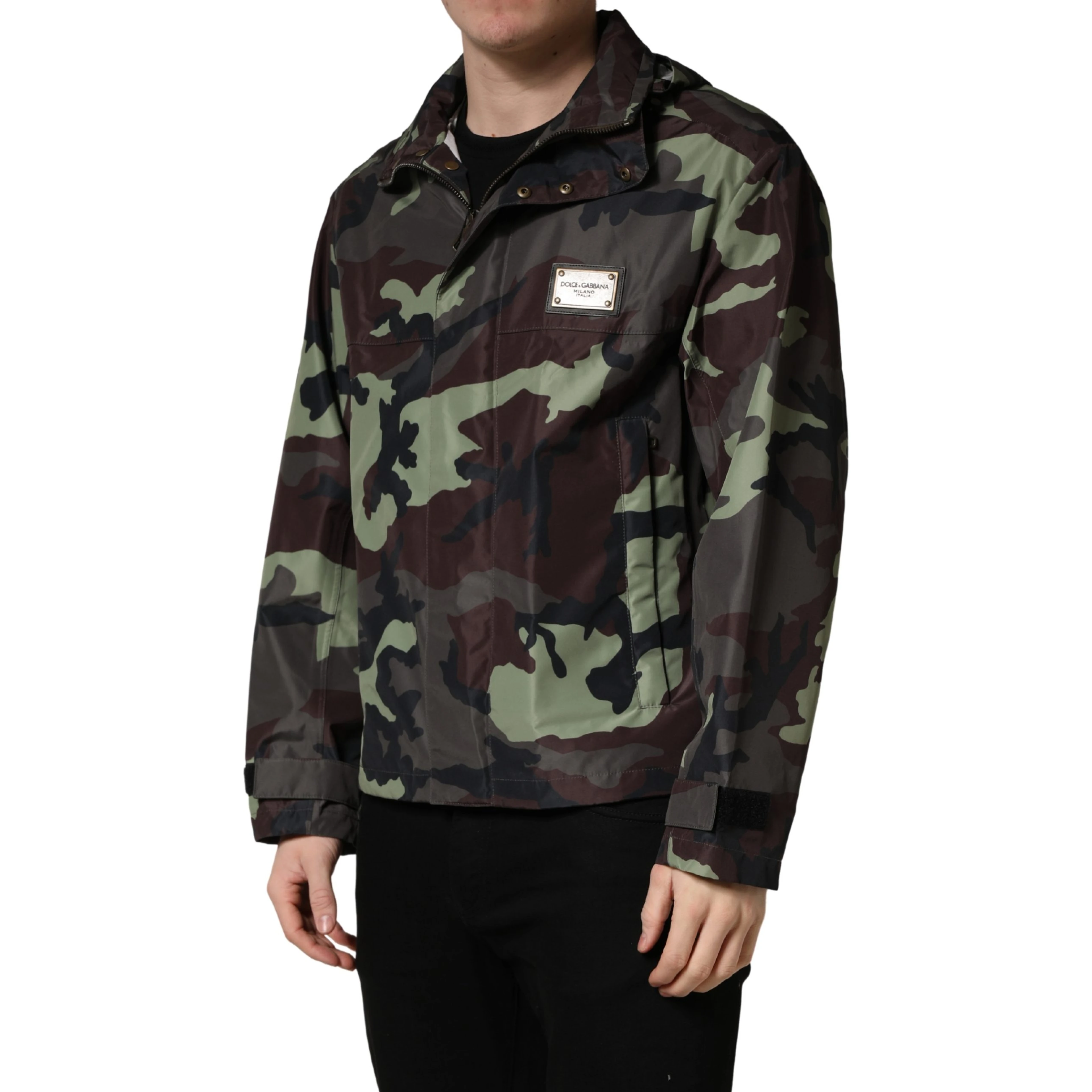 Multicolor Camouflage Hooded Bomber Jacket