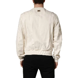 Off White Cotton FullZip Denim Blouson Jacket