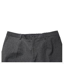 Dark Gray Wool Cropped Chino Trouser Pants