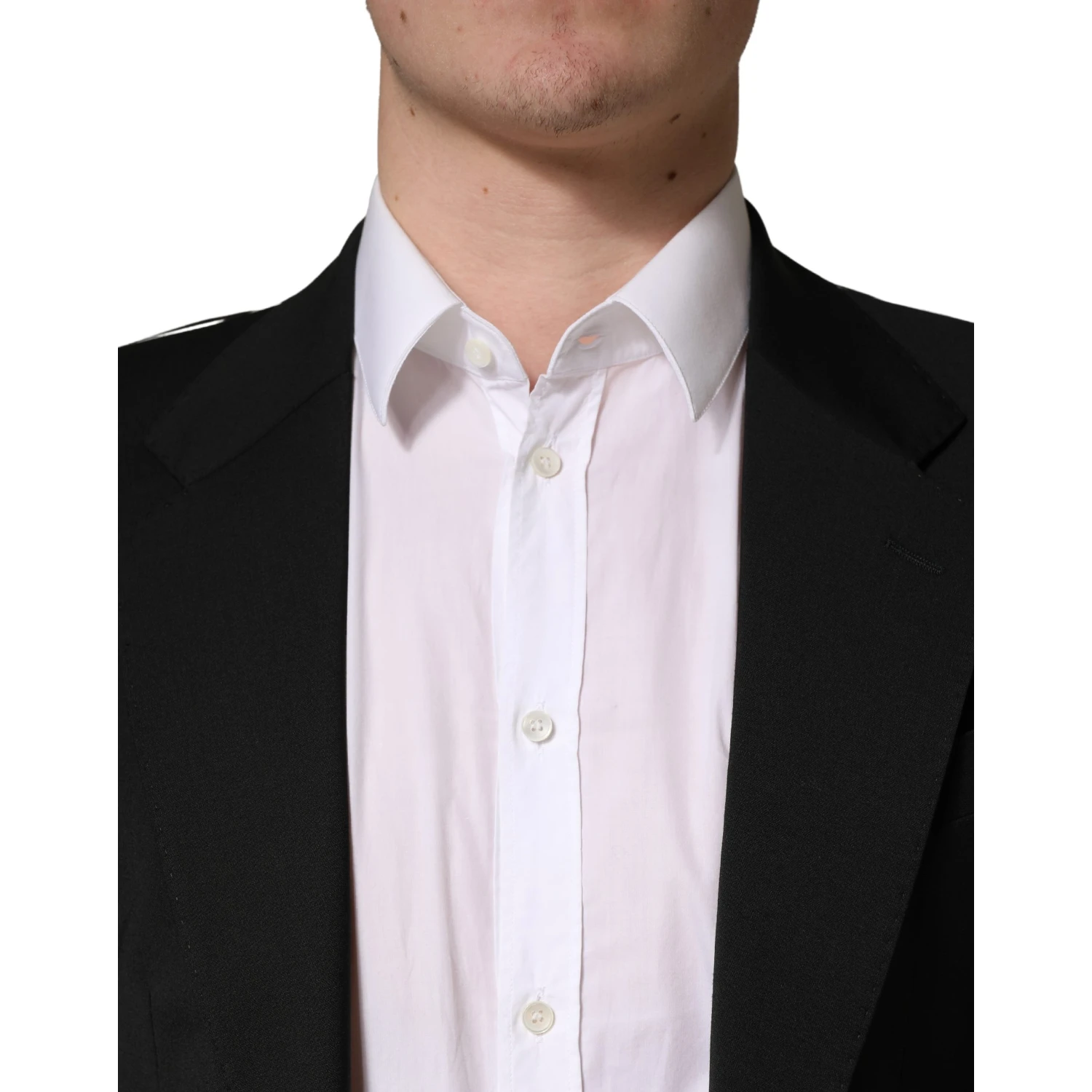 Black Polyester 2 Buttons Men Suit Jacket