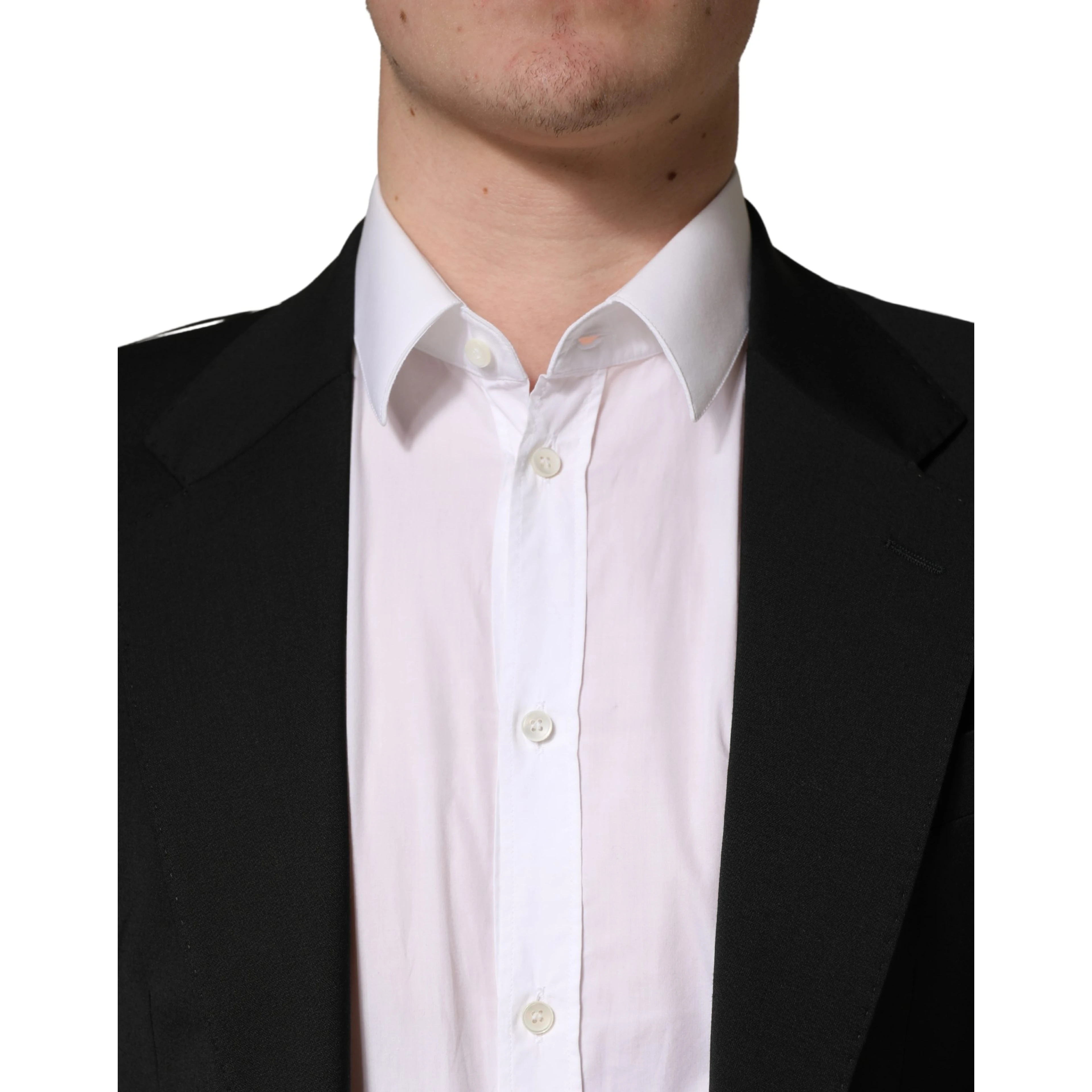 Black Polyester 2 Buttons Men Suit Jacket
