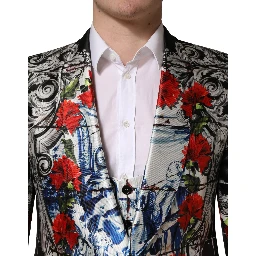 Black Floral 2 Buttons Formal 3 Piece Suit