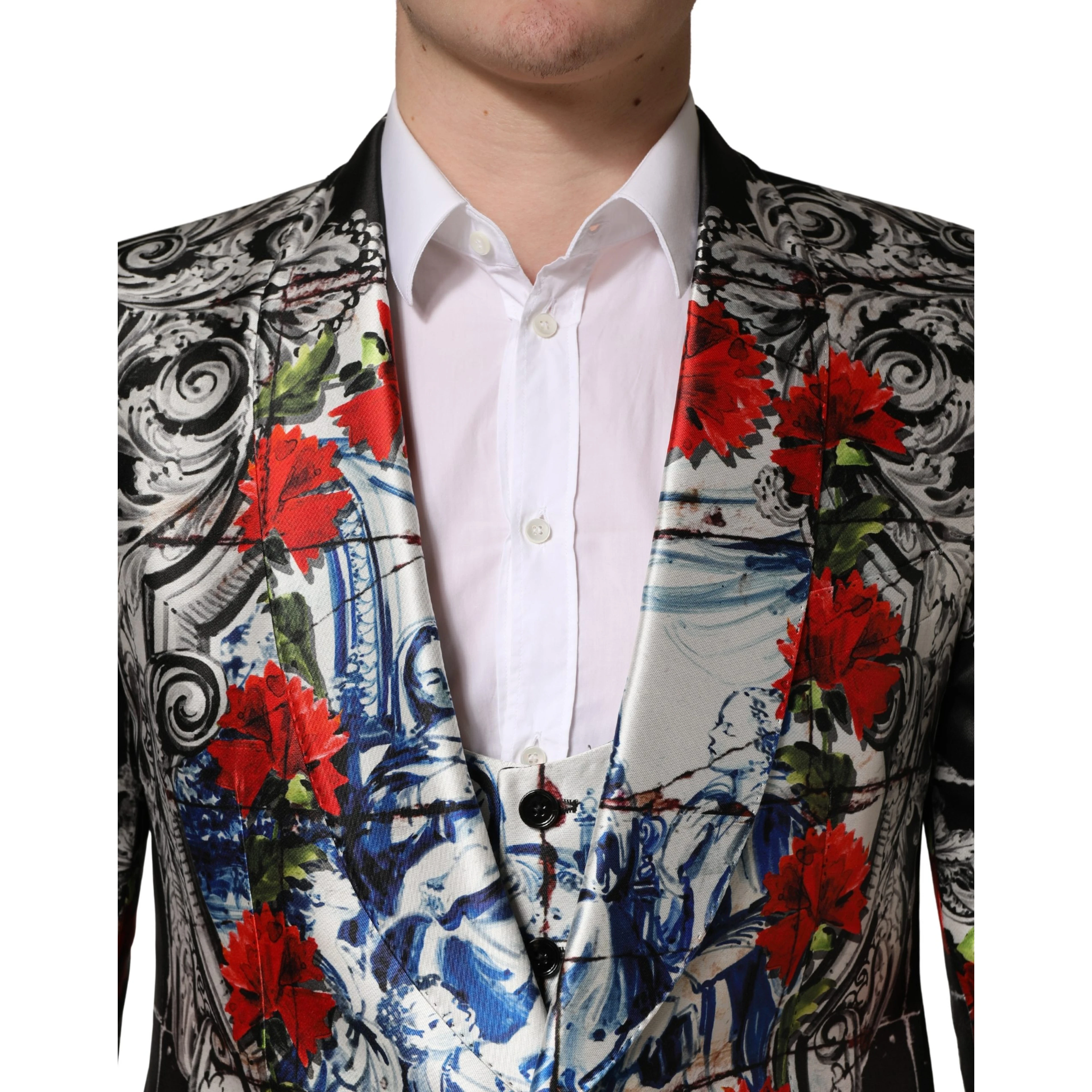 Black Floral 2 Buttons Formal 3 Piece Suit