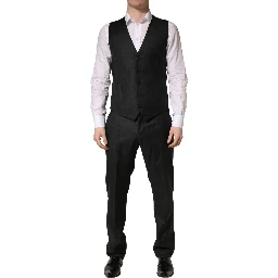 Black Wool Slim Fit Formal 3 Piece Men Suit
