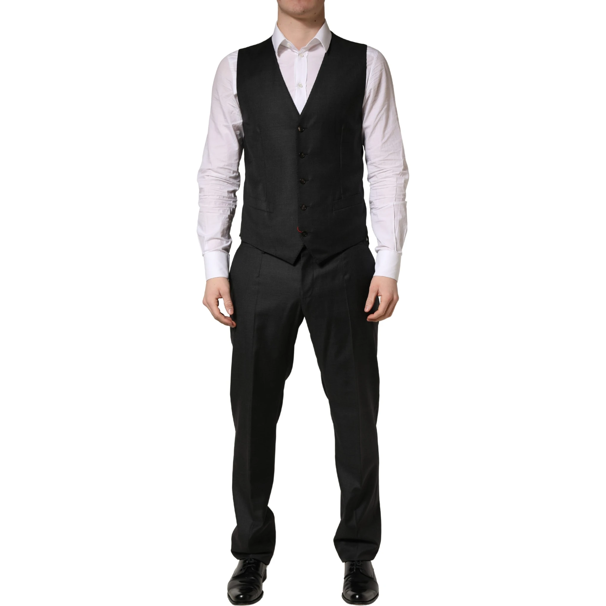 Black Wool Slim Fit Formal 3 Piece Men Suit