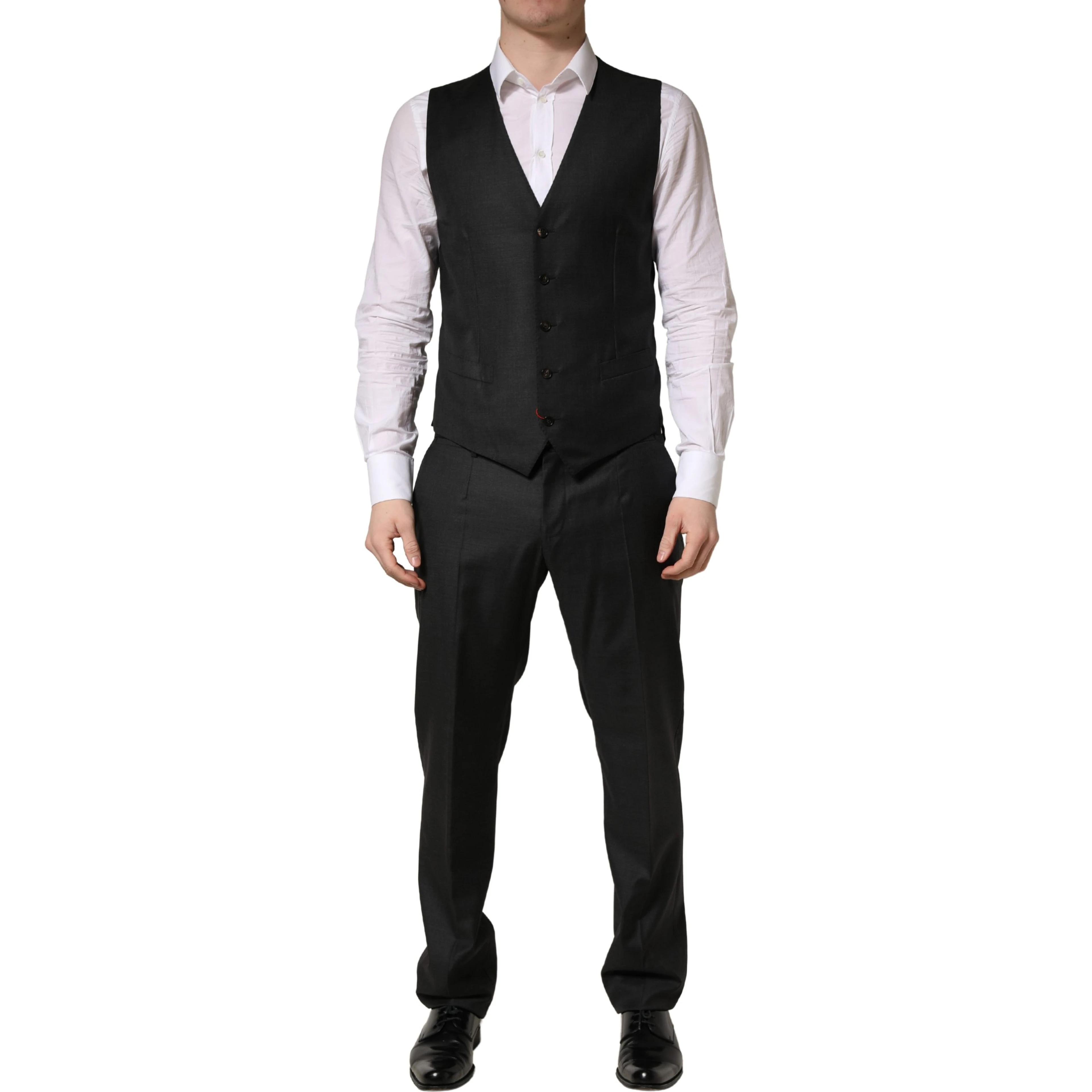 Black Wool Slim Fit Formal 3 Piece Men Suit