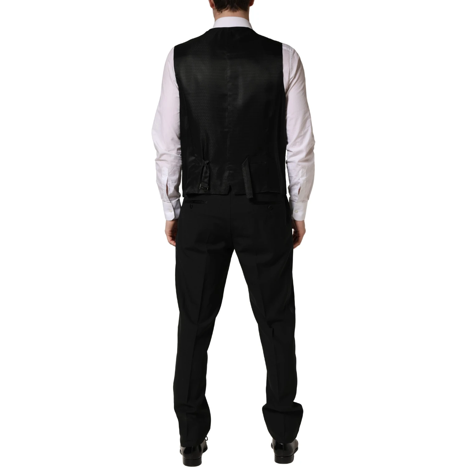 Black Wool Silk Saxophone Slim Fit 3Pc Suit