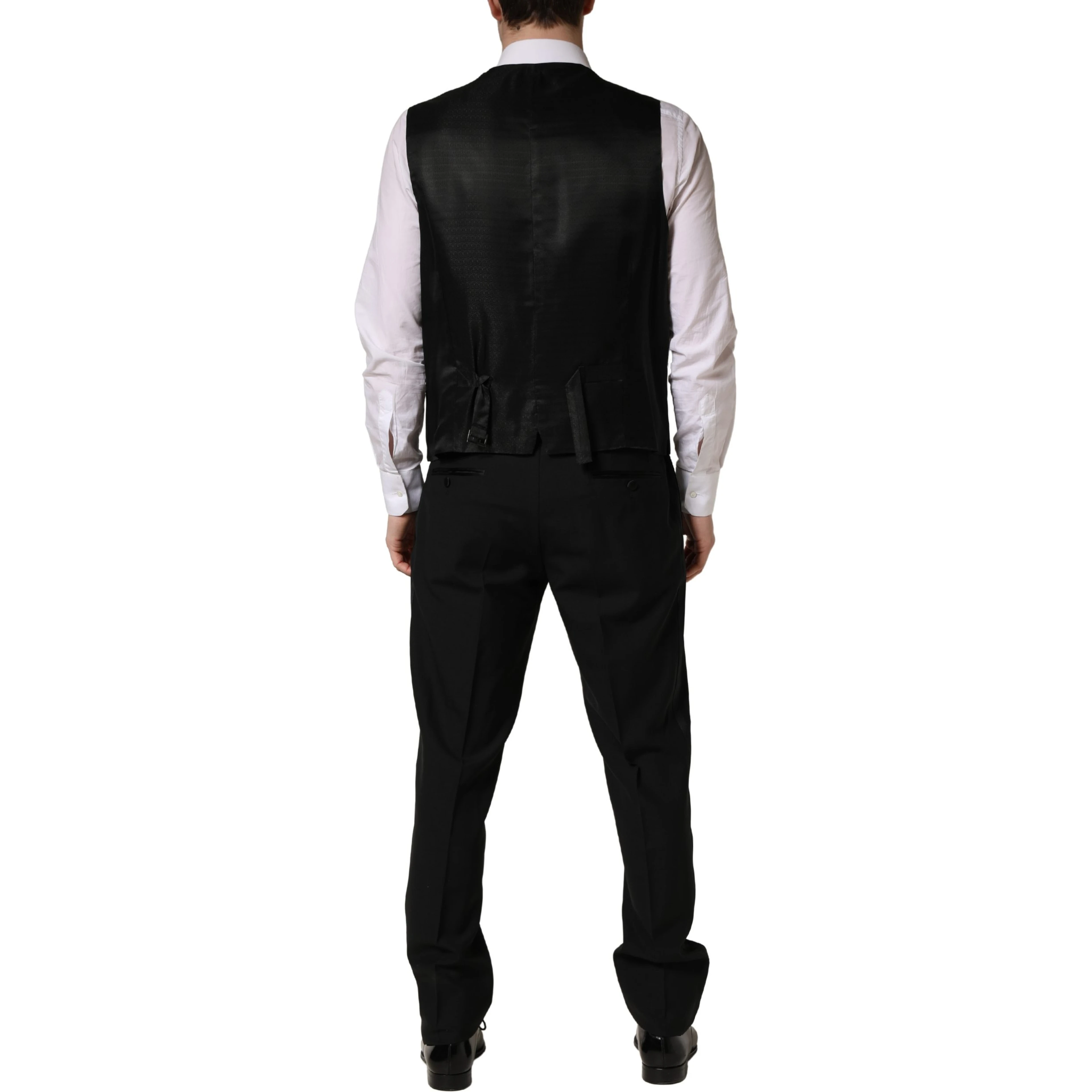 Black Wool Silk Saxophone Slim Fit 3Pc Suit