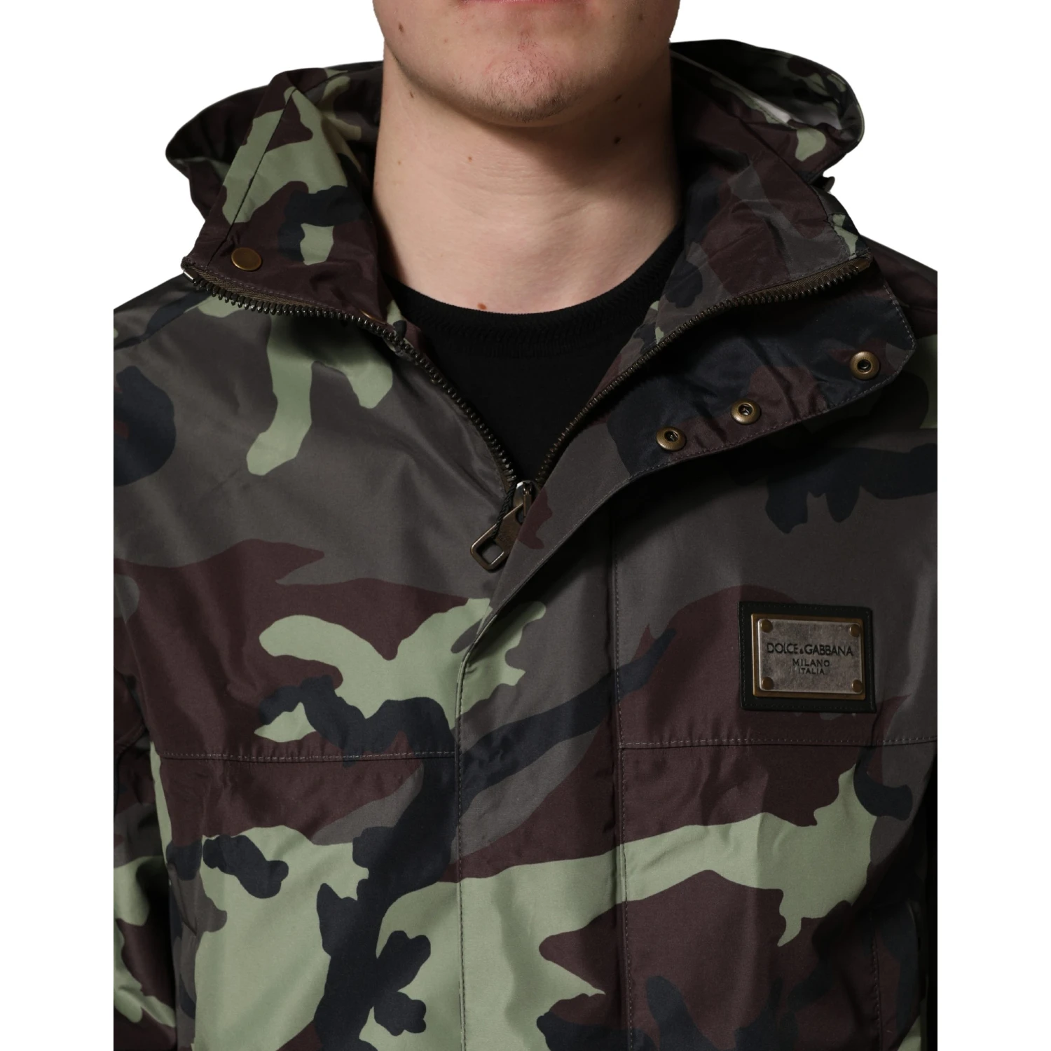 Multicolor Camouflage Hooded Bomber Jacket