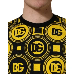 Yellow Black Logo Geometric Pattern T-shirt