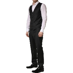 Black Wool Slim Fit Formal 3 Piece Men Suit