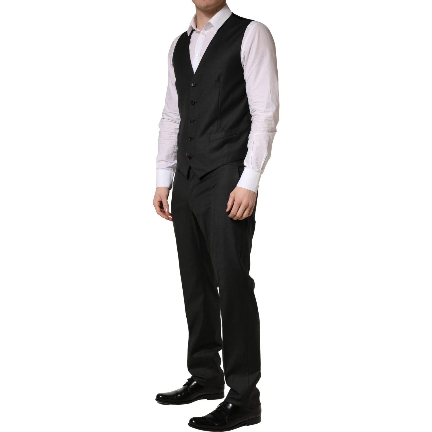 Black Wool Slim Fit Formal 3 Piece Men Suit
