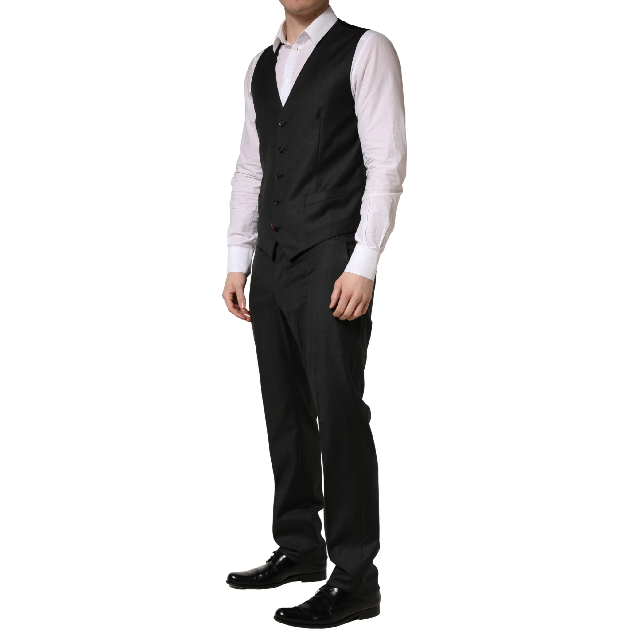Black Wool Slim Fit Formal 3 Piece Men Suit