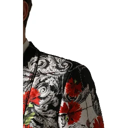 Black Floral 2 Buttons Formal 3 Piece Suit