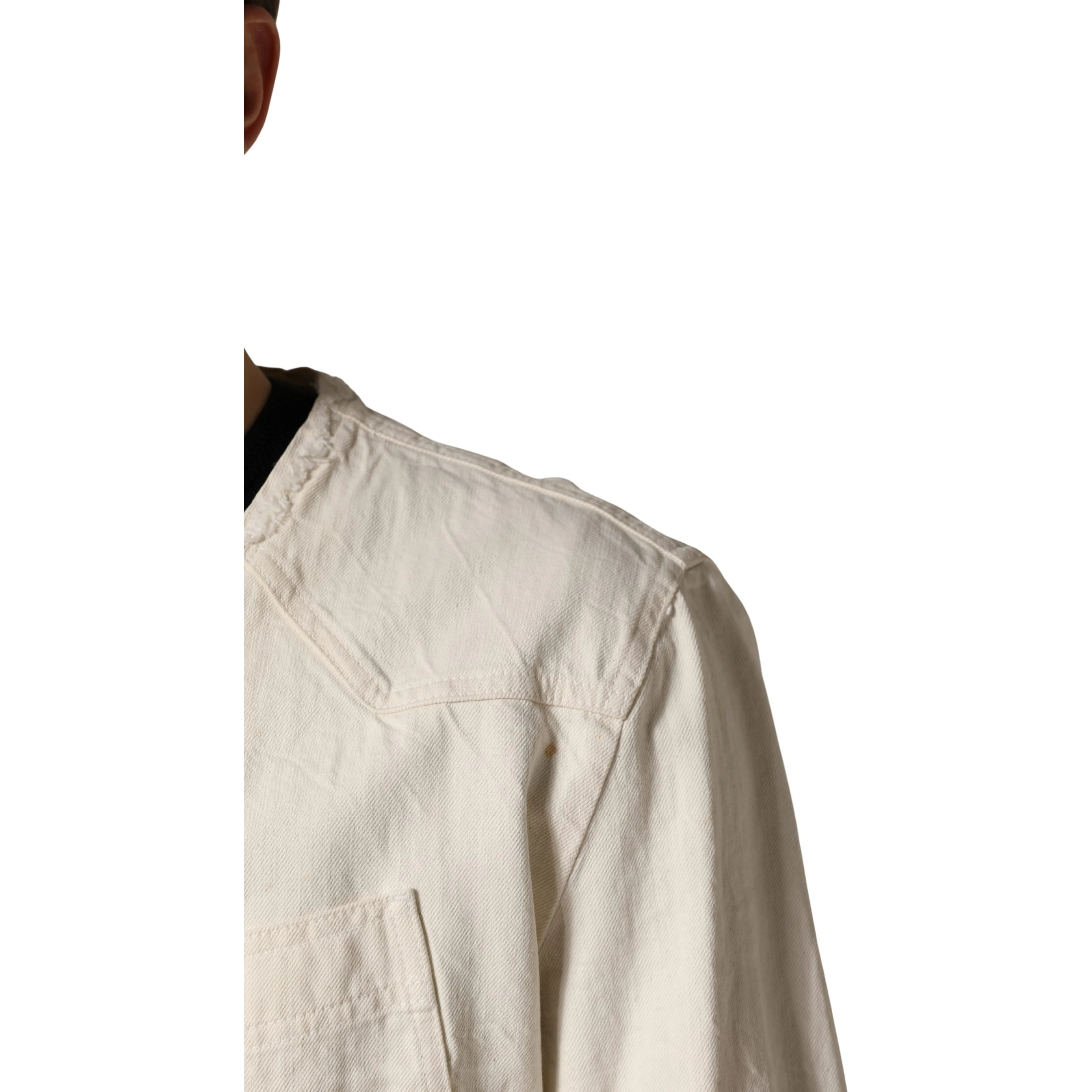 Off White Cotton FullZip Denim Blouson Jacket