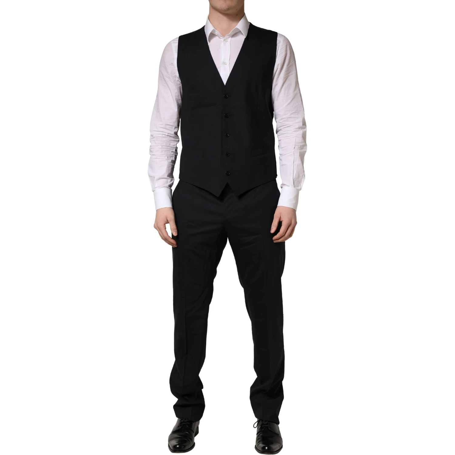 Black Wool 2 Buttons Formal 3 Piece Men Suit