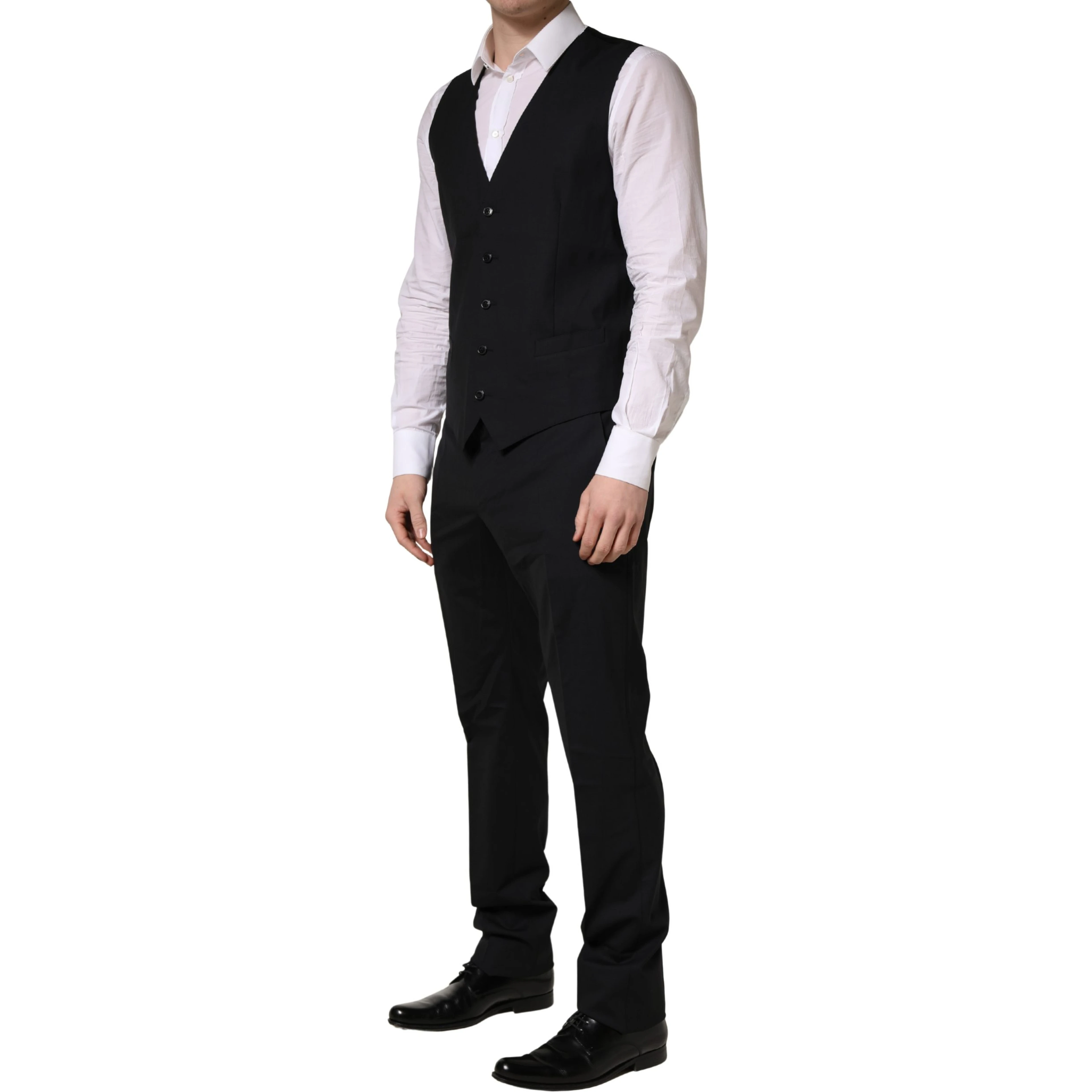 Black Wool 2 Buttons Formal 3 Piece Men Suit