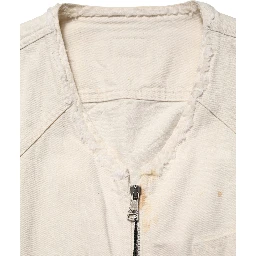 Off White Cotton FullZip Denim Blouson Jacket