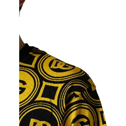 Yellow Black Logo Geometric Pattern T-shirt