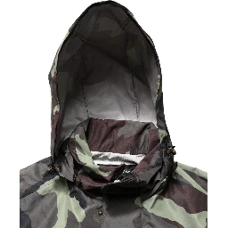 Multicolor Camouflage Hooded Bomber Jacket