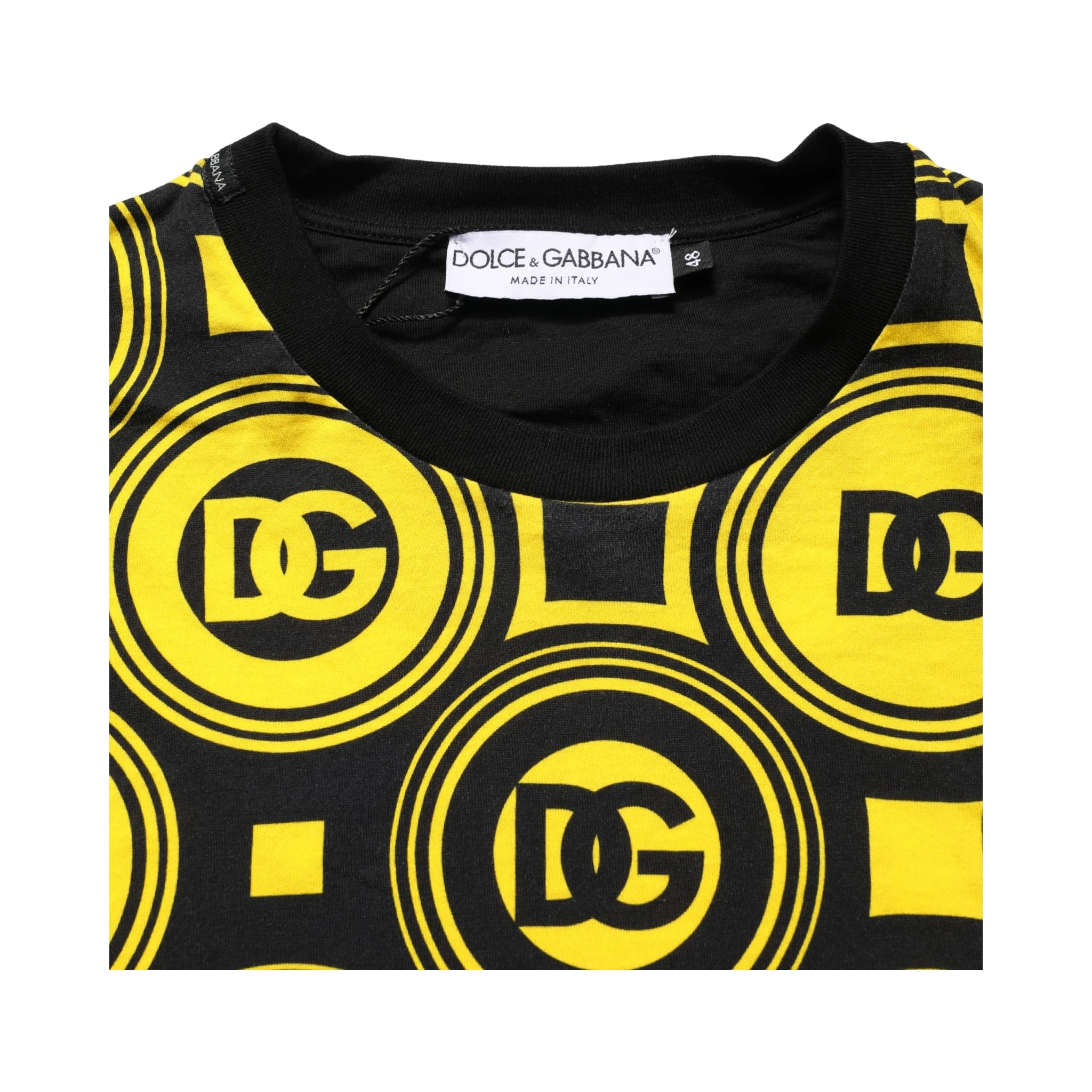 Yellow Black Logo Geometric Pattern T-shirt