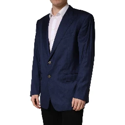 Blue Single Breasted 2 Button Suit Jacket